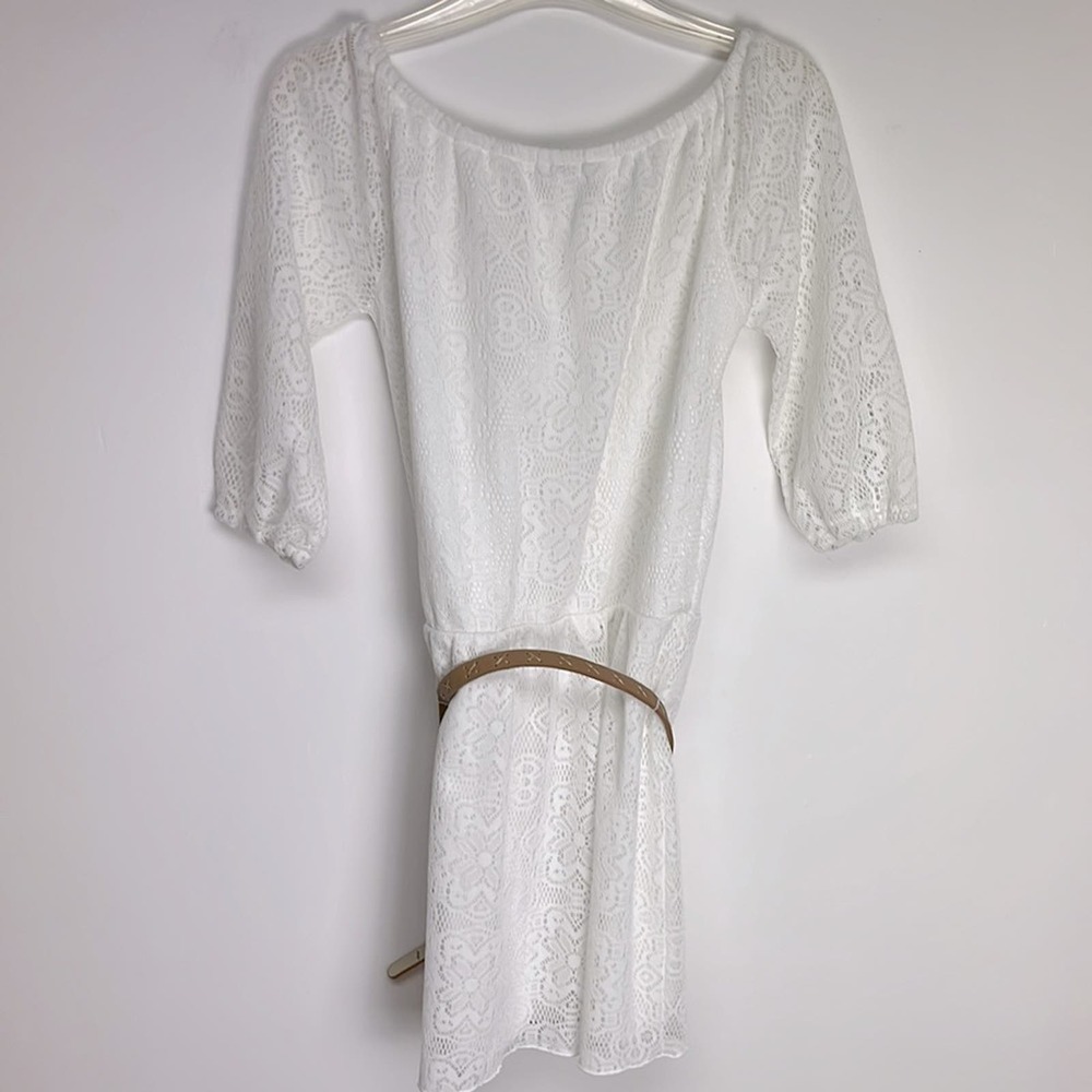 Delia's women's white hand-wash no wrinkle eyelet midi belted dress size XS